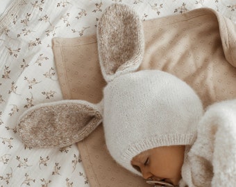 Winter Häschen Mütze, gestrickte Alpaka und Merino Mütze, Baby Photoprops, Geschenk Idee, Baby Junge Mädchen Geschenk, Babyausstattung, Neugeborenen Foto Requisiten