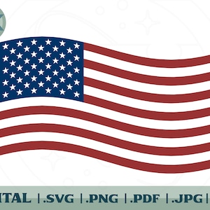 American US Flag Wavy - Layered SVG