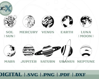 Planetair Zonnestelsel - Silhouette SVG Pack