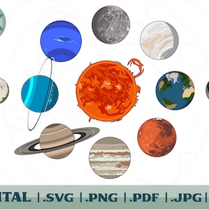 Planetary Solar System Bundle - Layered SVGs - Illustrations