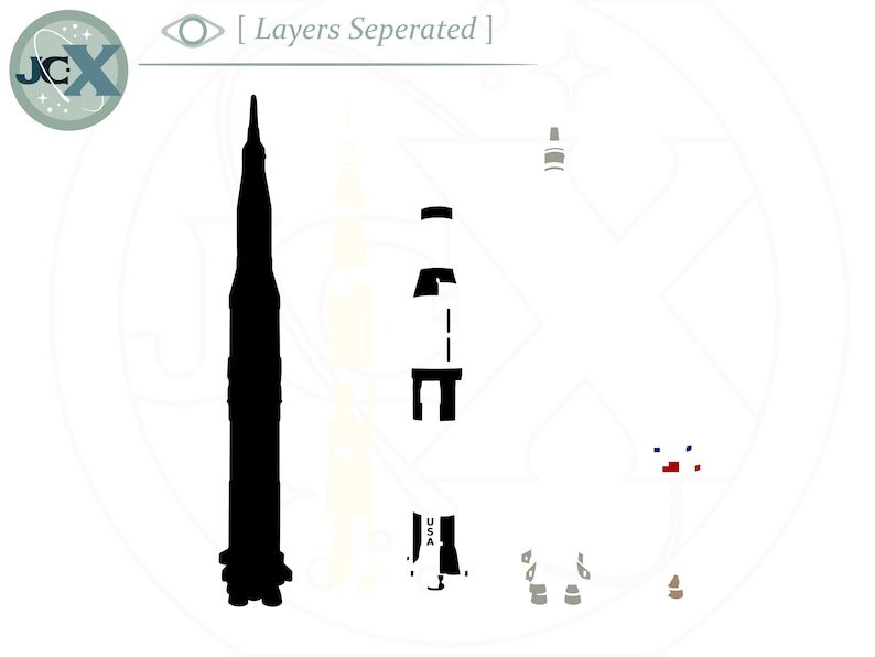 Saturn V Rocket Layered SVG Illustration Etsy