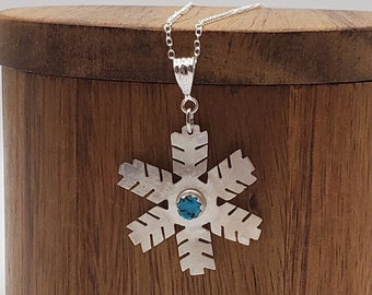 Snowflake necklace silver jewelry necklace turquoise handmade jewelry gifts for her birthday gifts for friend gifts for Snowflake Lovers