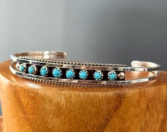 Turquoise stacker bracelet small wrist, dainty snake eye turquoise stacker cuff, stacked bangles, narrow silver bracelet