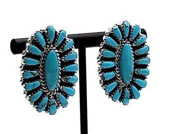 Turquoise concho cluster earrings  handmade jewelry gifts for women