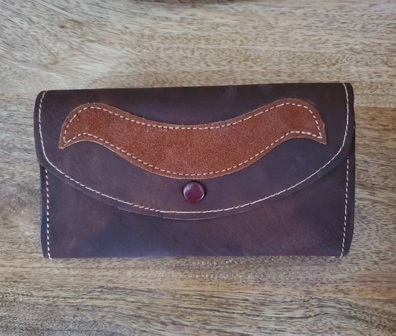 Leather wallet / western wallet / 1970s / leather… - image 2