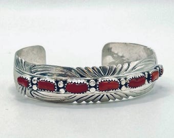 Coral red bracelet silver cuff, red stone bracelets, gifts for women, jewelry native americans, corals jewelry boho bracelet for her