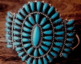 Cluster bracelet cuff turquoise western jewelry Indians handmade gift for women