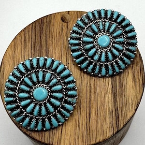 Large cluster turquoise earrings statement jewelry Boho Western multi stone sterling silver hallmarked