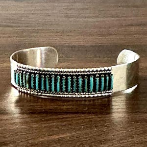 Turquoise Needlepoint bracelet silver cuff statement bracelet turquoise western jewelry cuff bracelet native americans jewelry gifts for her