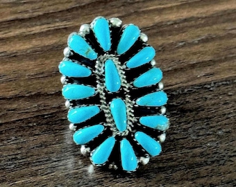 Cluster ring turquoise stone jewelry native made gifts for women