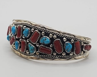 Turquoise bracelet women red coral sterling silver 925 fancy bracelet coral jewelry native americans jewelry western jewelry blue bracelet