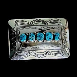Turquoise belt buckle, handmade jewelry gift for boyfriend, silver signed and hallmarked belt buckle, silver stamp