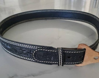 Mens vintage western belt / genuine handmade leather belt / vintage western wear / cowboy belts  / vintage southwest / gifts for men