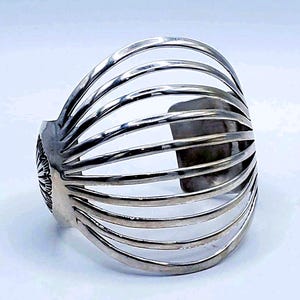 Sterling silver cuff bracelet men handmade bracelet for women silver statement jewelry bracelet silver wide bracelet cuff modern bracelet image 1