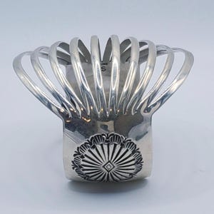 Sterling silver cuff bracelet men handmade bracelet for women silver statement jewelry bracelet silver wide bracelet cuff modern bracelet image 2