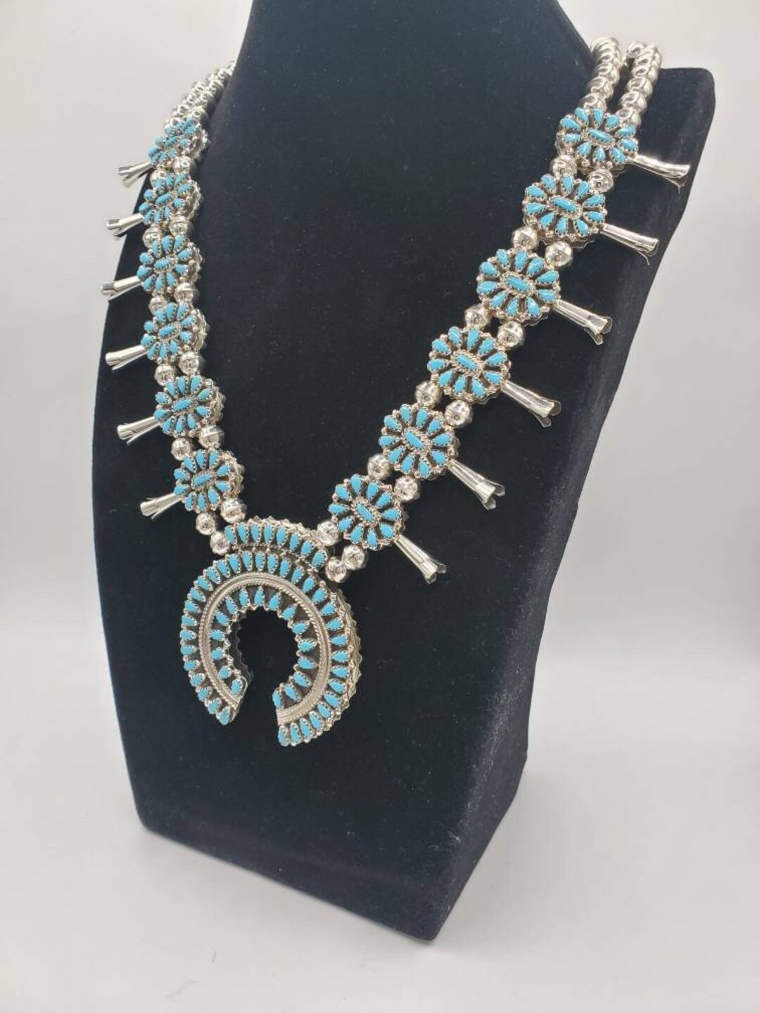 Reversible Necklace Squash Blossom Turquoise Necklace for Women Gifts