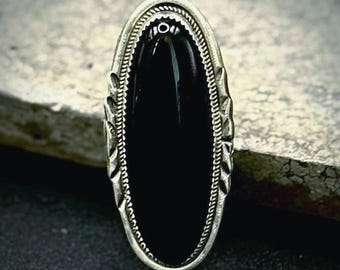 Big black ring for women statement jewelry handmade rings silver