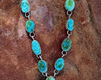 Handmade lariat necklace turquoise silver statement jewelry set for women
