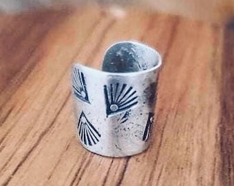 Navajo style ear cuff cartilage earring no pierce earring sterling silver ear cuff no piercing ear cuff boho ear cuff western jewelry her