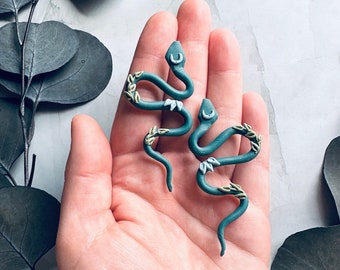 The Turquoise Garden Snake | Handmade Polymer Clay Earrings | Nickel Free Hypoallergenic