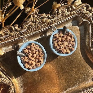 Cookie Cereal Bowl Earrings | Polymer Clay Food Earrings | Hypoallergenic Nickel Free
