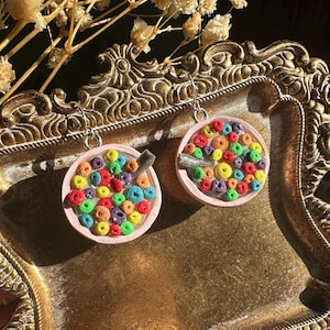 Loop Cereal Bowl Earrings | Polymer Clay Food Earrings | Hypoallergenic Nickel Free