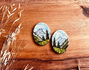 Handmade Polymer Clay Earrings | Mountain Adventure | Hand Painted | Nickel Free