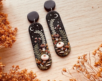 Enchanted Mushroom Forest Earrings | Mushroom Earrings | Handmade Polymer Clay Earrings | Hypoallergenic