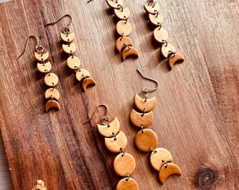 Mini Gold Moon Phases | Handmade Polymer Clay Earrings | Nickel Free | Hypoallergenic