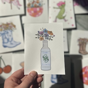 Bouteille de boisson Sobe avec carte de correspondance de fleurs sauvages avec enveloppes, impression originale, art culinaire original, art floral