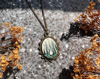 The Witching Hour Necklace | Antique Gold Pendant | Vintage Necklace | Handmade Polymer Clay | 18 in | Hypoallergenic