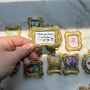 Wohin Sie führen werde ich folgen Magnet, handgemachter Mini Gold gerahmt Kunstmagnet | Galerie Wall Art Mini |  Geschenk für sie |  Lukes Kaffeetasse