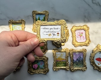 Where you Lead I will Follow Magnet, Handmade Mini Gold Framed Art Magnet | Gallery Wall Art Mini |  Gift for her |  Luke&#39;s Coffee Cup