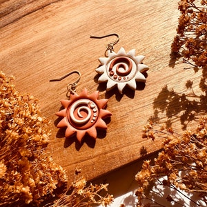 Sun Earrings Bohemian Sunrise Handmade Polymer Clay Earrings Nickel Free image 5