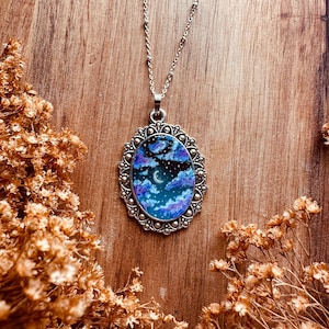 The Crescent Moon Necklace | Resin Jewelry | Handmade Jewelry | Sterling Silver | 20in