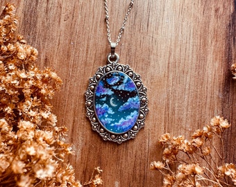 The Crescent Moon Necklace | Resin Jewelry | Handmade Jewelry | Sterling Silver | 20in