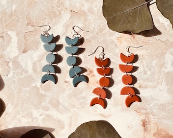 Handmade Polymer Clay Earrings | Moon Phases | 2 Color Options | Minimalist Art | Nickel Free