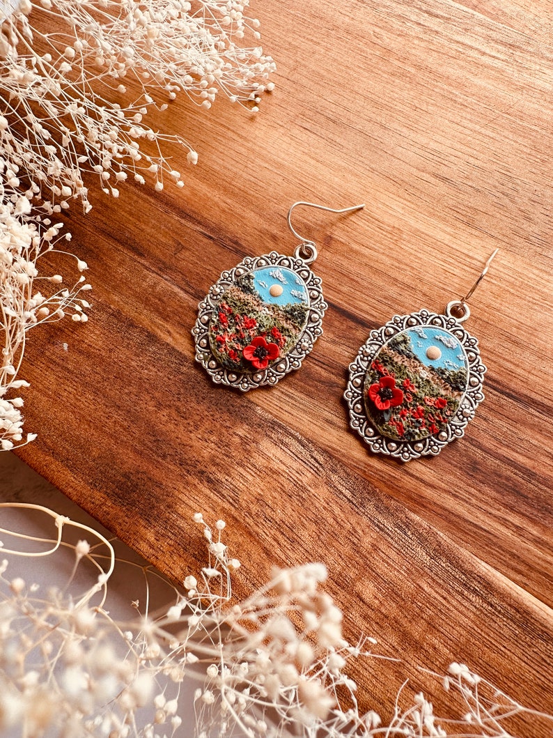 The Poppy Earrings Handmade Polymer Clay Earrings Hypoallergenic image 1