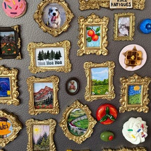 Miniatyr inramad målningsmagnetset: Gavelkonst i vintagestil