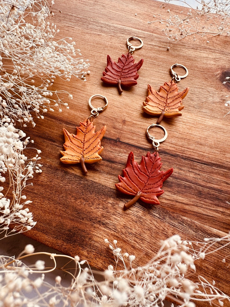 Handmade Polymer Clay Earrings Maple Leave Earrings Nickel Free Hypoallergenic image 9