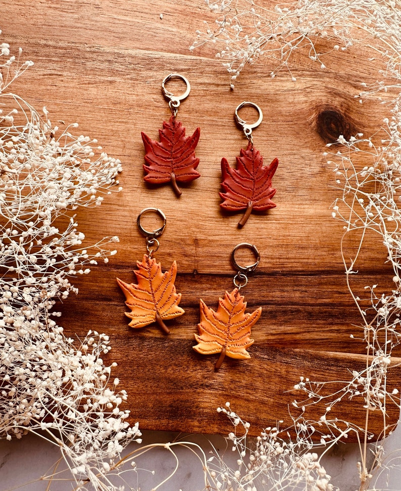 Handmade Polymer Clay Earrings Maple Leave Earrings Nickel Free Hypoallergenic image 5