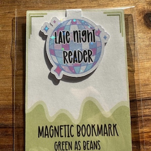 Late Night Reader Disco Ball Magnetic Bookmark, bookish merch, gifts for readers, book accessories