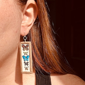 Butterfly Display Earrings: Handmade Polymer Clay Monarch, Hypoallergenic Hooks