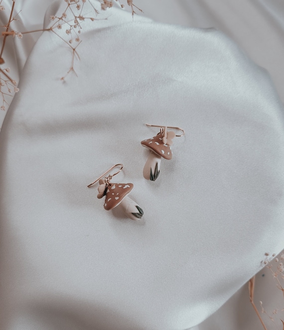Handmade Mushroom Earrings | Moth Earrings | Nickel Free | Polymer Clay