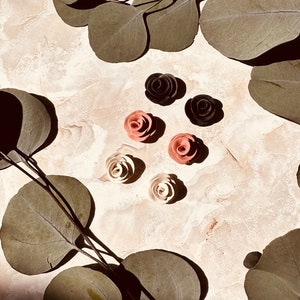 Rose Stud Earrings | 3 Colors | Handmade Polymer Clay Earrings | Nickel Free