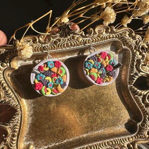 90s Cereal Bowl Earrings | Polymer Clay Food Earrings | Hypoallergenic Nickel Free