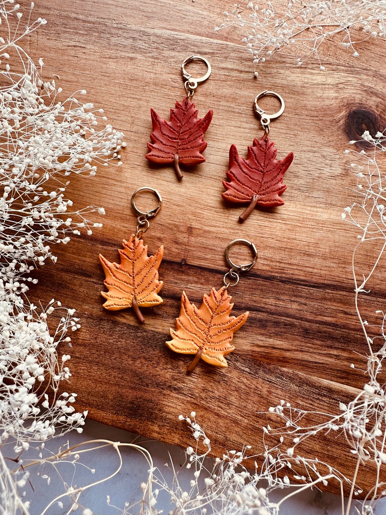 Handmade Polymer Clay Earrings Maple Leave Earrings Nickel Free Hypoallergenic image 7