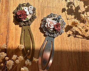 Floral Moth Bookmark | Handmade Polymer Clay | Page Keeper