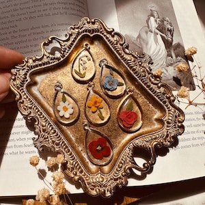 Handmade Birth Flower Pendant Necklace: Polymer Clay Resin