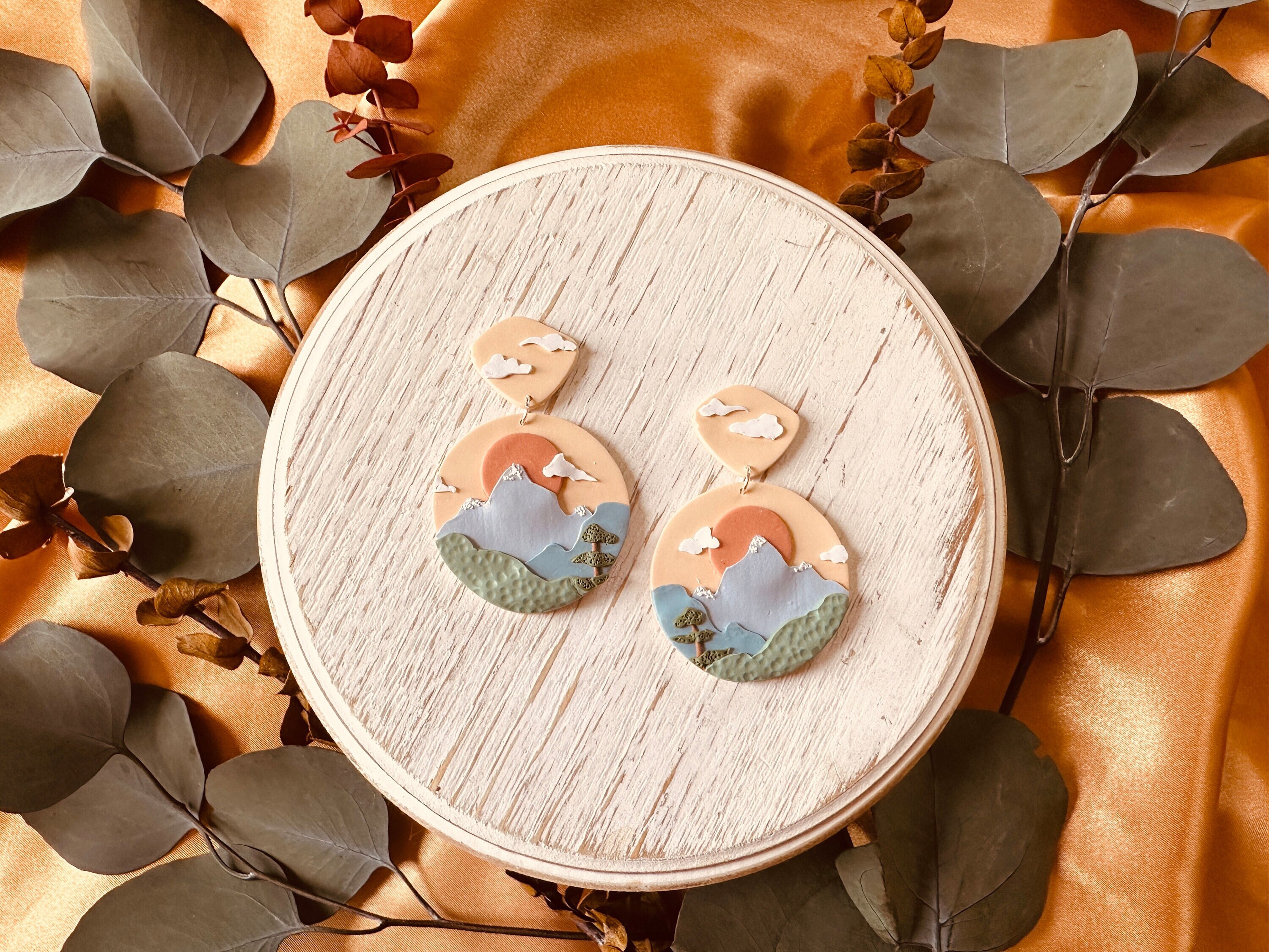 Mountain Landscape Handmade Polymer Clay Earrings Nickel Free